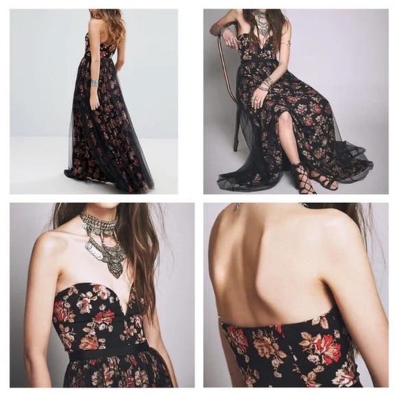 Rare Free People Dare to Dream Tulle Gown Floral Maxi Dress - Picture 4 of 11